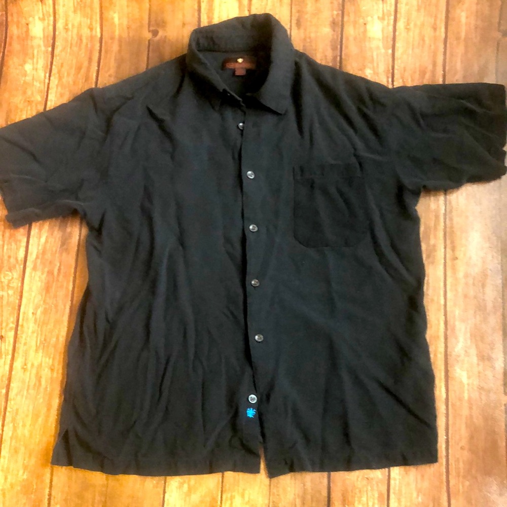 Men's Silk Toscano Short Sleeve Black Shirt Sz XL